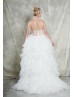 Strapless Ivory Tulle Ruffle Open Illusion Back Wedding Dress Strapless Ivory Tulle Ruffle Open Illusion Back Wedding Dress